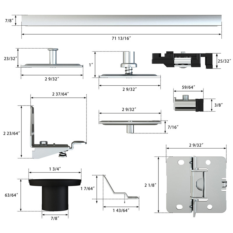 JUBEST Heavy Duty Bifold Door Hardware Kit Top Mount for Inside Door